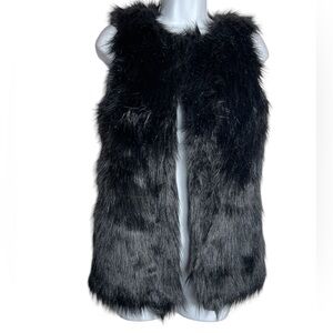 Miss London Black Label vest faux fur cardigan vest size small faux leather 🖤🖤🖤